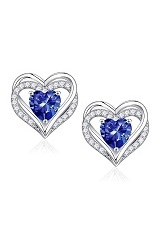 dazzling silver heart Tanzanite birthstone baby earrings